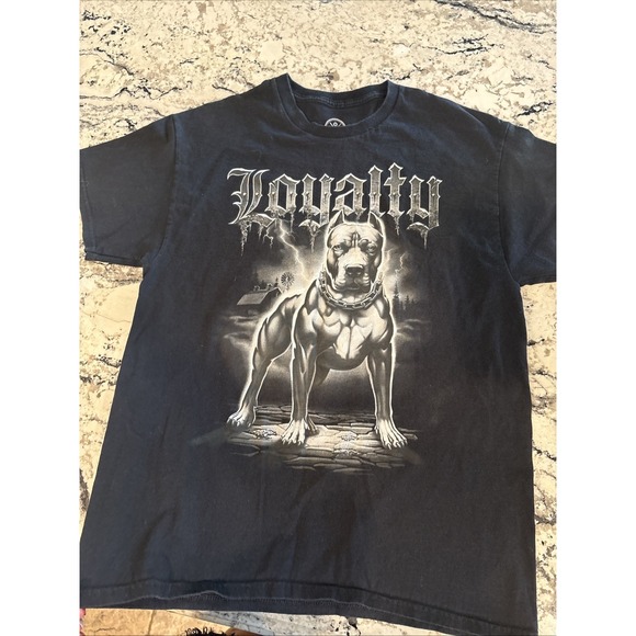 Dom Other - Humor Men's Loyalty Tough Dog Cotton Graphic Tee, Black Size L